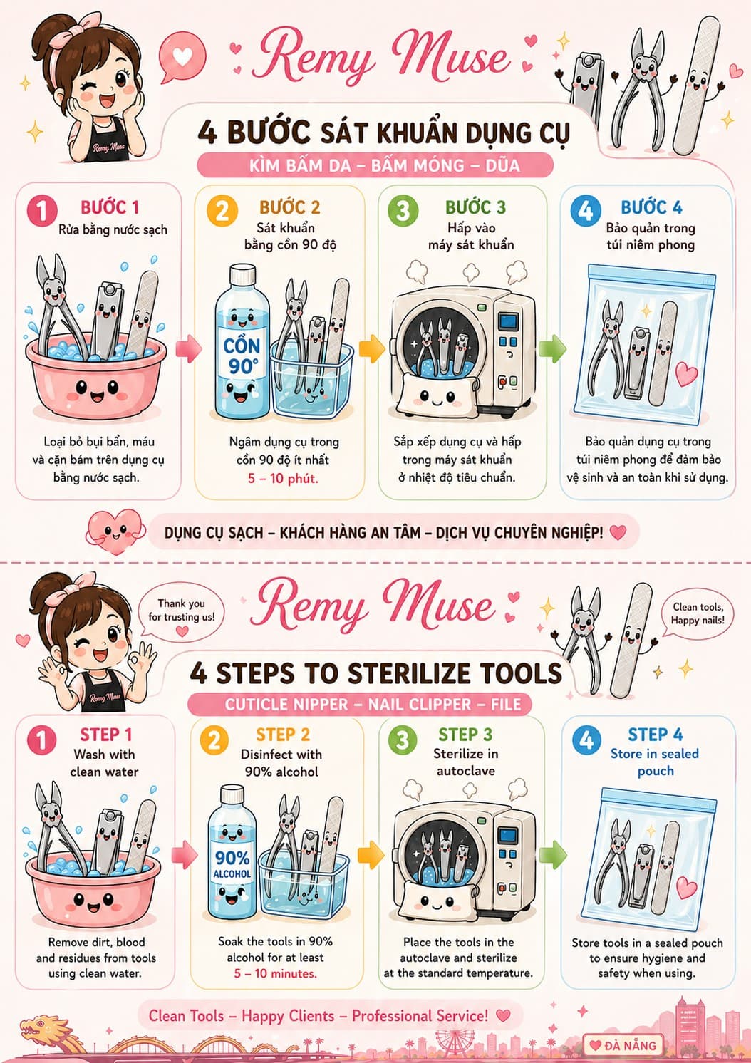 Tiệt Trùng Dụng Cụ Nail Chuẩn Y Tế Tại Đà Nẵng — Remy Muse